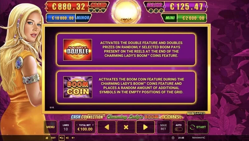 Cash Connection - Charming Lady's Boom Coins - Boom Coin greamaithe le iolraí